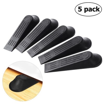 *WINOMO 5pcs Door Stop Stoppers Door Block Wedges (Black)