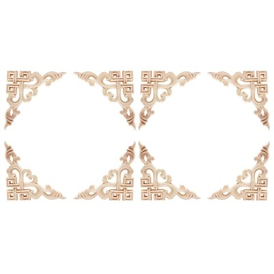 8PCS Unpainted Wooden Mouldings Decal European Wood Applique