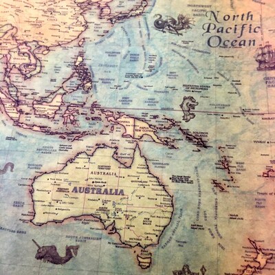 BLINGIRD Nautical Ocean Sea world map Retro old Art Paper P