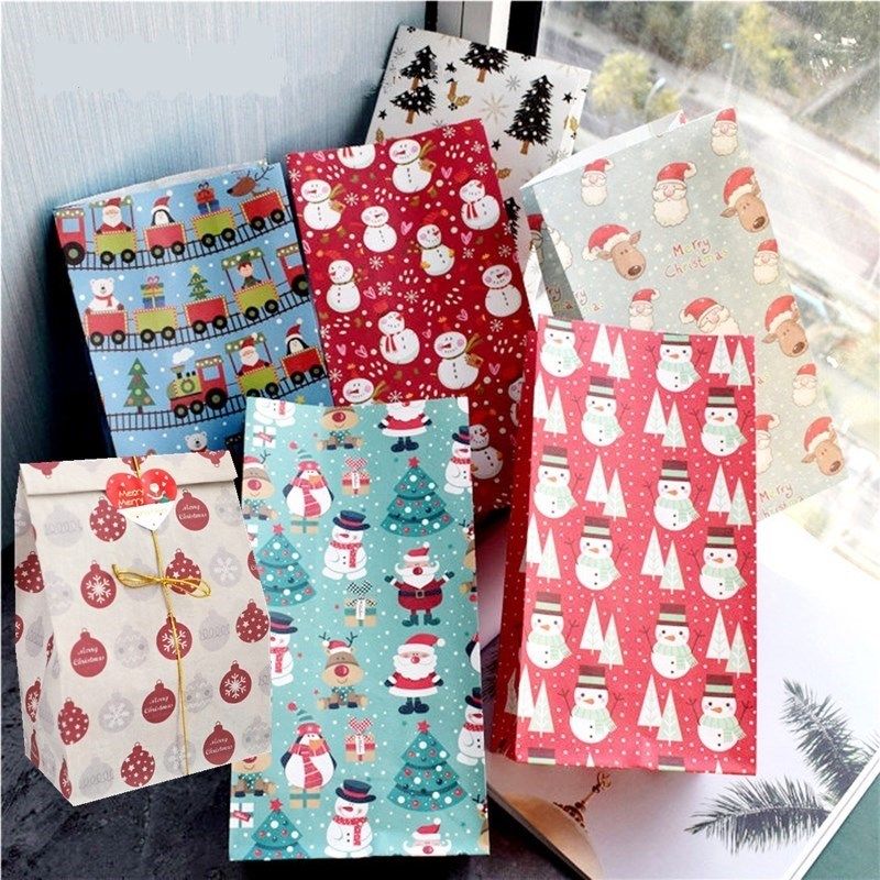 10pcs candy snack cookies bags christmas gift paper bags