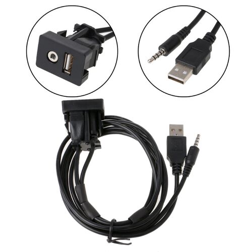 1M Car Dash Flush Mount USB Port Auto Boat 3.5mm AUX USB Ext
