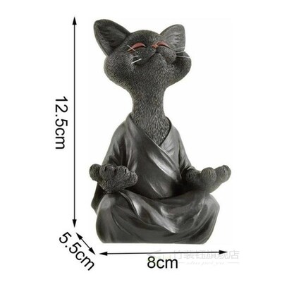 Whimsical Black Buddha Cat Figurine Meditation Yoga Collecti