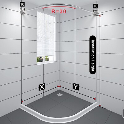 304 Stainless Steel Extendable Corner Shower Curtain Rod Pol