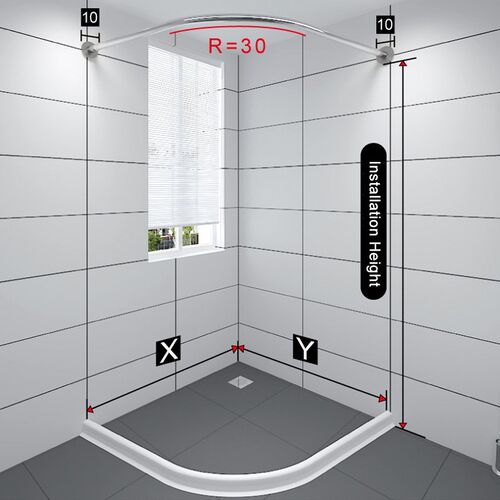 304 Stainless Steel Extendable Corner Shower Curtain Rod Pol