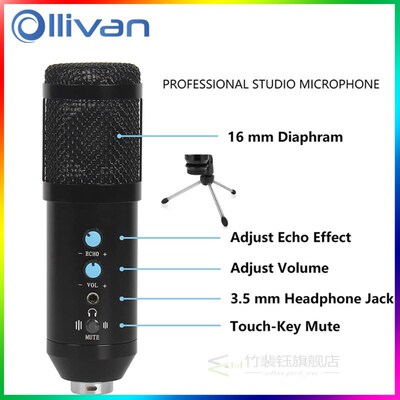 USB Condenser Microphone PC Profession Podcast Condenser Mic