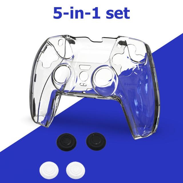 Hard Clear PC Case with 2 Pairs Thumb Grips for PS5 Wireless