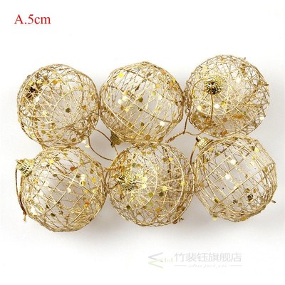 6Pcs Glitter New Year Christmas  Baubles Xmas Tree Hanging O