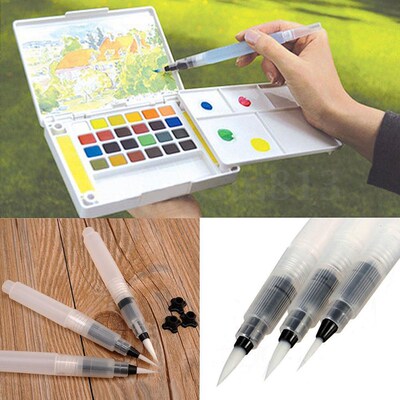 6Pcs/set Refillable Water Brush Ink Pen For Watercolour Pain
