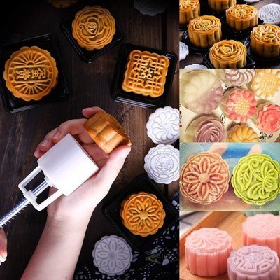 10Pcs Stamps Baking DIY Tool Mooncake Mould Moon Cake Decora
