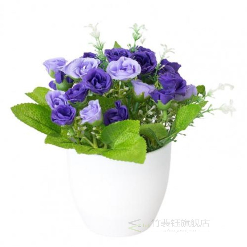Artificial Rose Fake Flower Bonsai Potted Ornament Home Cafe