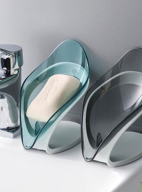 1Pc Creative Leaf-shaped Bathroom Drain Soap Dish Transparen