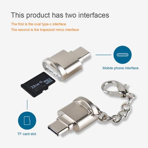 Metal Mini Type-c Interface Usb  TF Memory Card Reader OTG A