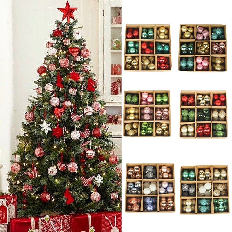54pcs assorted color christmas balls christmas tree ornament
