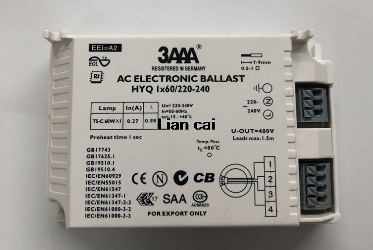 3AAA Instant Start AC Electronic Ballast T5 HYQ 1X60W /220-2