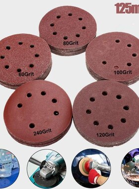 10Pcs 125mm Round Shape Sanding Discs Buffing Sheet Sandpape