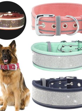 Pet Dogs Collar For Night Harness Dog Bonnet Bling Rhineston