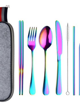 8Pcs/set Tableware Reusable Travel Cutlery Set Camp Utensils