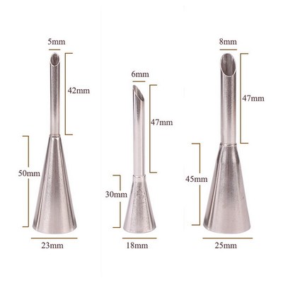 4 Pcs Stainless Steel Eclair Puff Nozzle Cupcake Filling Tub