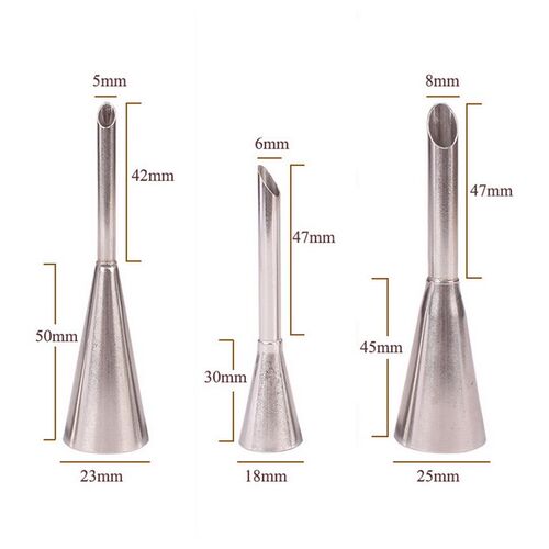 4 Pcs Stainless Steel Eclair Puff Nozzle Cupcake Filling Tub