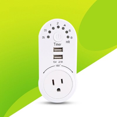 US Plug Countdown Timer Switch Dual USB Charging Ports 1 AC
