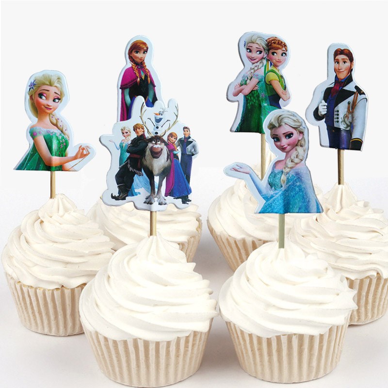 24pcs/48pcs Disney Frozen Princess Olaf Elsa cake topper for