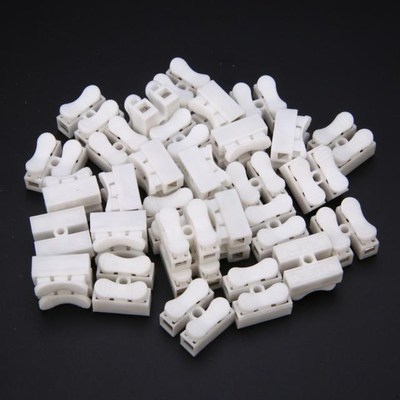 30pcs 2Pins CH2 Electrical Cable Connectors White Quick Spli