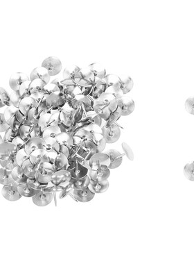 100Pcs Silver Tone Corkboard Photo Push Pins Thumb Tacks