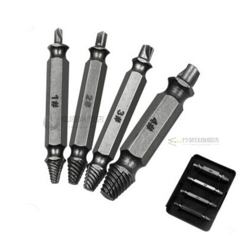*4PCS Double Side Drill Out Damaged Screw Extractor Out Remo