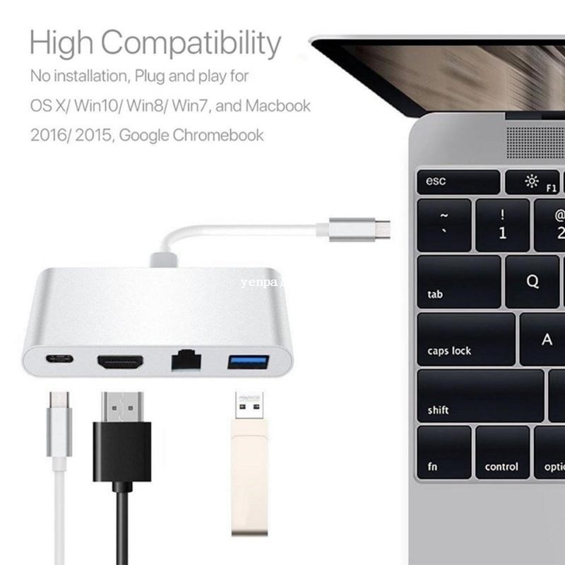 Type C To HDMI USB 3.0 Charging 4K RJ45 Gigabit Ethernet+Typ