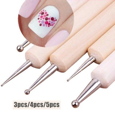 3PCS/4PCS/5Pcs 2 Way Wooden Dotting Pen Marbleizing Tool Nai