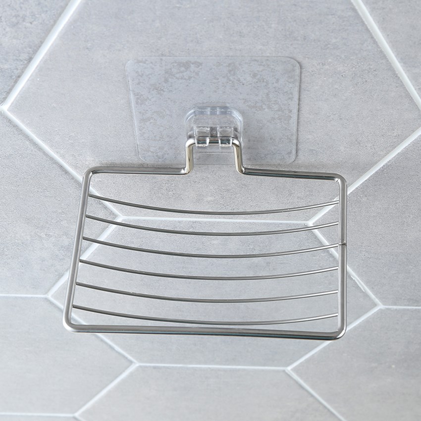 Silver Bathroom Vacuum Paste Soap Holder Cup Box Dish Soap S