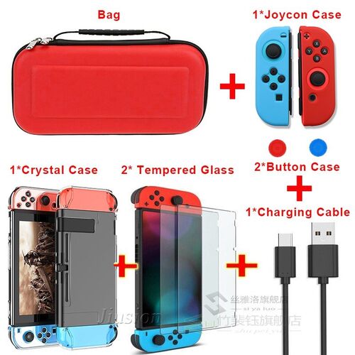 6 in 1 Kit Bag for Nintendo Switch Case Hard Shell EVA Carry