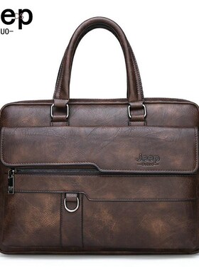 JEEP BULUO Men's Business Handbag Hot Large Capacity Leathe