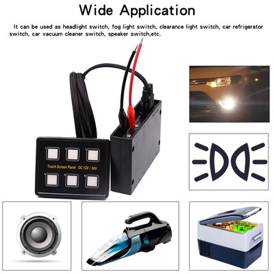 Car Touch Switch 12-24V 6 Groups of Panel Touch Circuit Cont