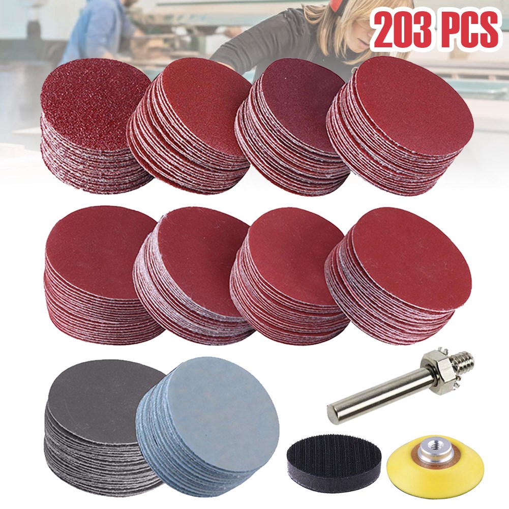 203Pcs Sandpaper Suit Alumina Sponge Sanding Discs Set 2 inc