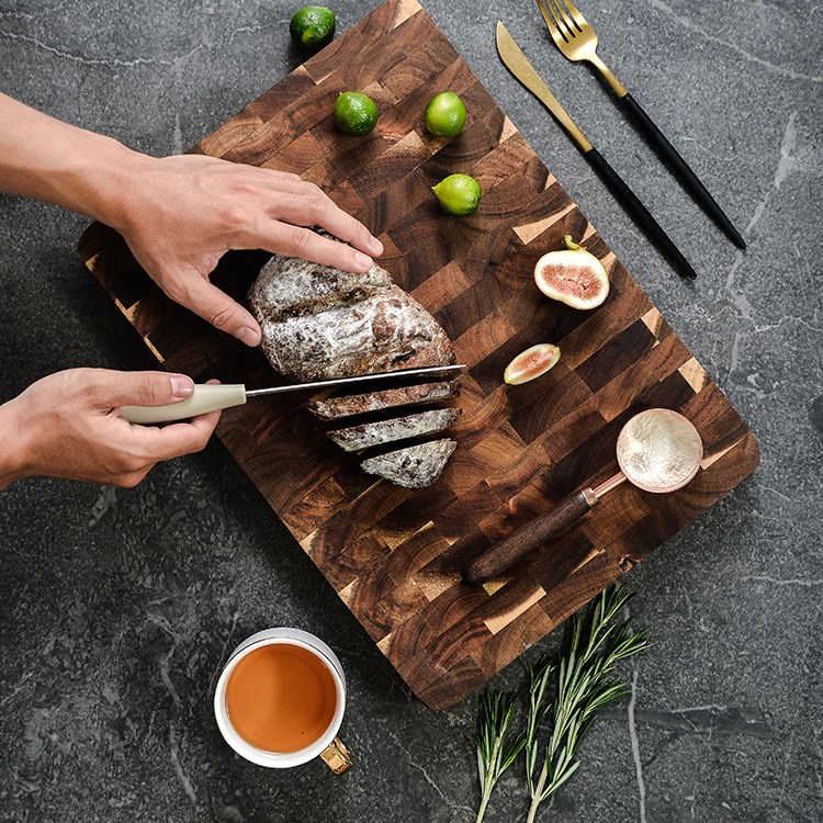 Square Cutting board Whole Wood chopping board Bread board S