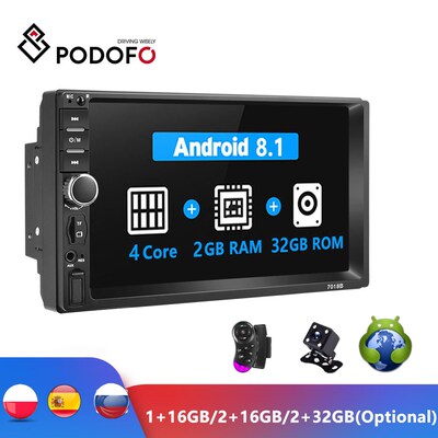 Podofo Android 2 Din Car Radio RAM 2GB+ ROM 32GB Android 7''