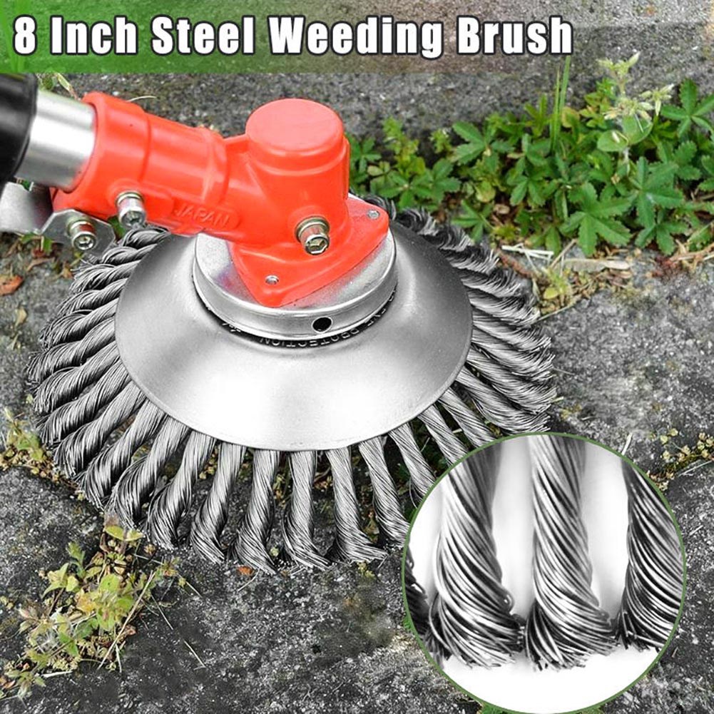 6/8inch Steel Wire Wheel Garden Weed Brush Lawn Mower Grass