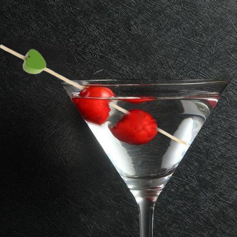 100Pcs 12cm Disposable Bamboo Heart Skewers  Cocktail Picks