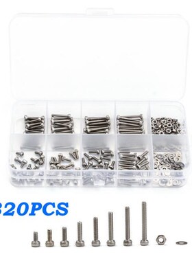 320Pcs/set M2 Hexagon Socket Head Cap Screws 304 Stainless S