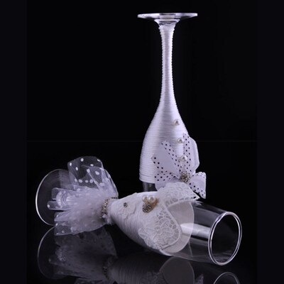 Wedding Dress Wine Glasses-handmade Bride And Groom Champagn