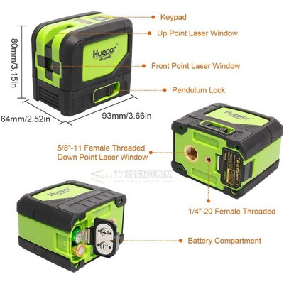 Huepar 9300G 3 Point Laser Self leveling Green Beam Laser Le