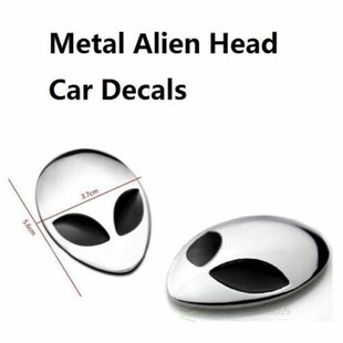 2Pcs Full Metal 3D Alienware Alien Head Auto Logo Sticker Ba