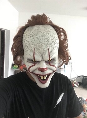 Horror Clown Mask Long Hair Ghost Joker Mask Halloween Cospl