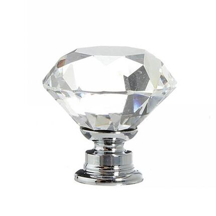 30mm Diamond Clear Crystal Glass Door Pull Drawer Cabinet Fu