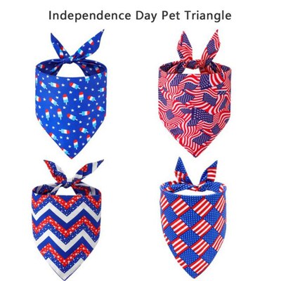 American Flag Dog Triangle Scarf Independence Day Bibs Dog B
