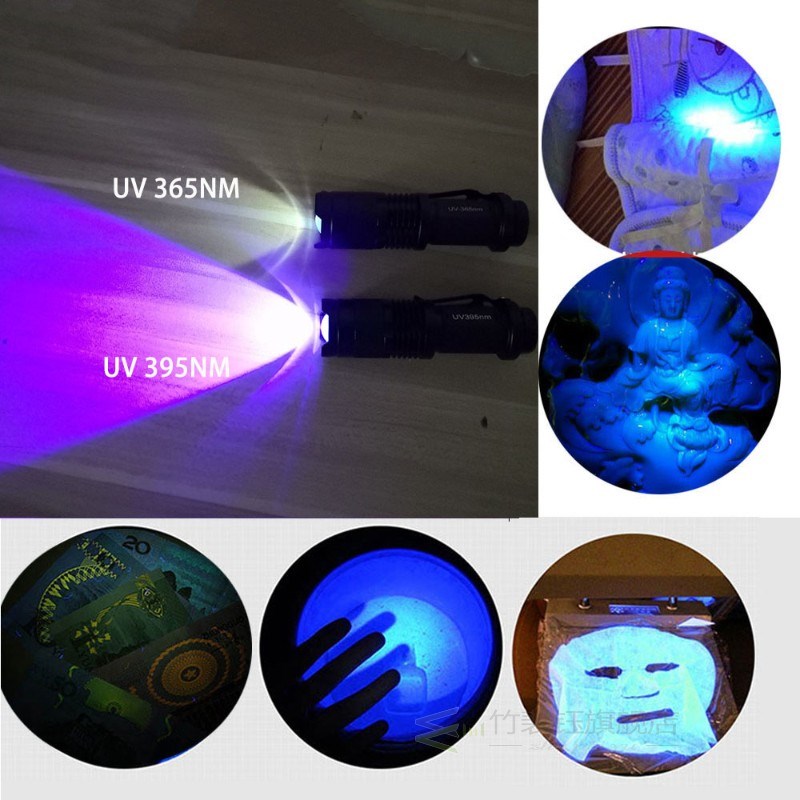 365nm 395nm Led UV Flashlight Torch Ultravioleta Flash Light