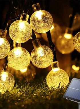 Solar String Lights Outdoor 50 LEDs Crystal Globe Lights 10m