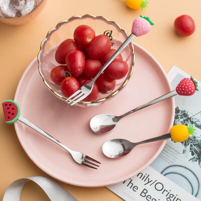 Fruit Forks Spoons Tableware Steel Cutlery Set Dinnerware Se