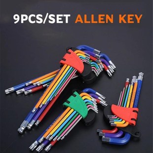9Pcs 1.5mm-10mm Color Coded Ball-End Hex Allen Key L Wrench